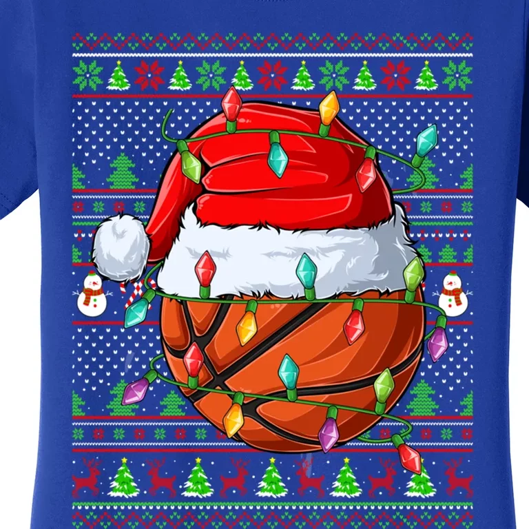 Ugly Xmas Sweater Style Lighting Basketball Christmas Cute Gift Women's T-Shirt