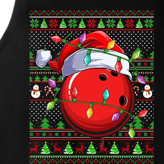 Ugly Xmas Sweater Style Lighting Bowling Christmas Great Gift Ladies Tri-Blend Wicking Tank