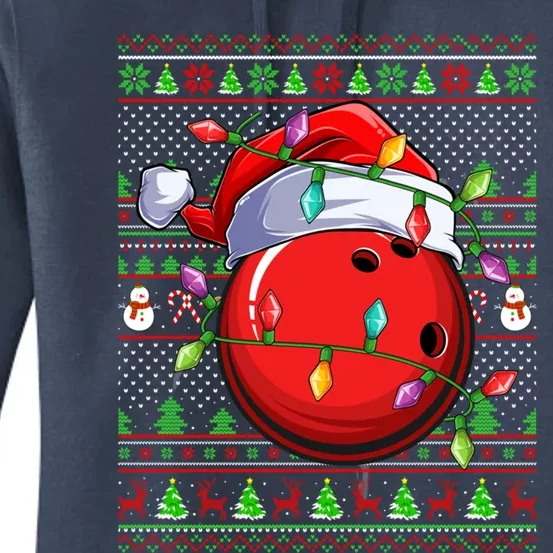 Ugly Xmas Sweater Style Lighting Bowling Christmas Great Gift Women's Pullover Hoodie