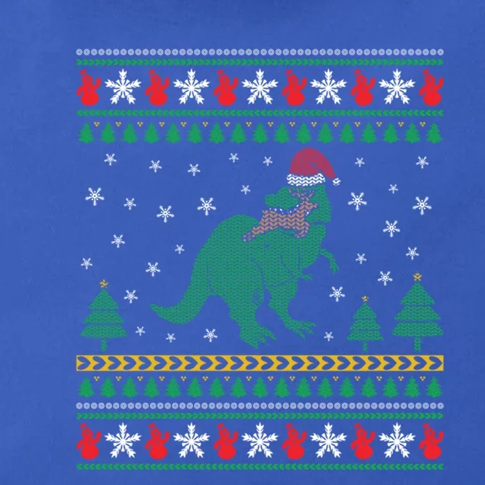 Ugly Xmas T Rex Christmas Dinosaur Eating Reindeer Cute Gift Zip Tote Bag