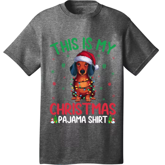 Ugly Xmas Tree Lights Santa Dachshund Dog Christmas T-Shirt