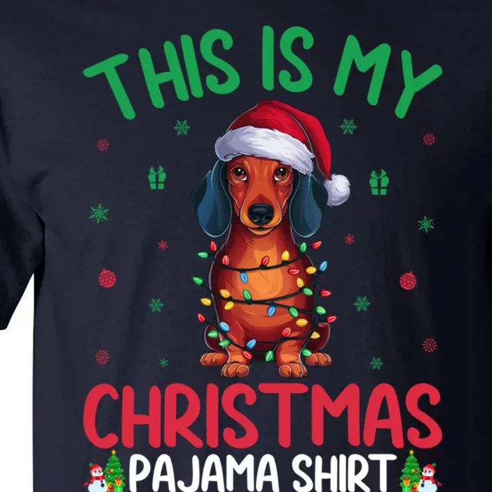 Ugly Xmas Tree Lights Santa Dachshund Dog Christmas Tall T-Shirt