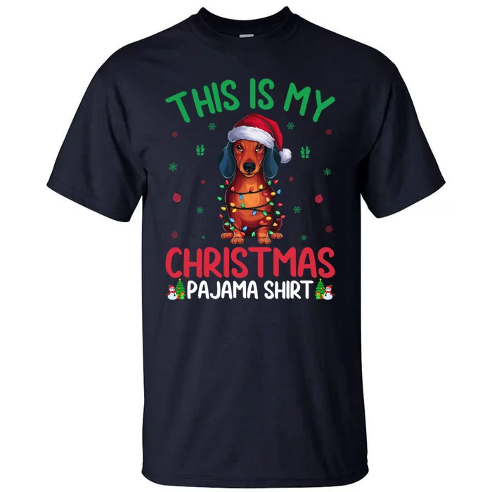 Ugly Xmas Tree Lights Santa Dachshund Dog Christmas Tall T-Shirt