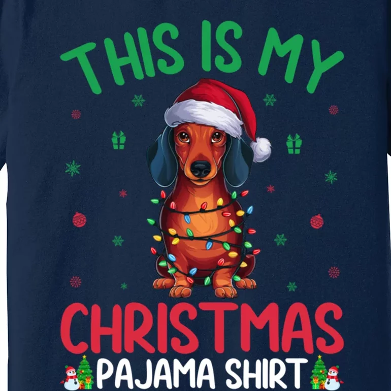 Ugly Xmas Tree Lights Santa Dachshund Dog Christmas Premium T-Shirt