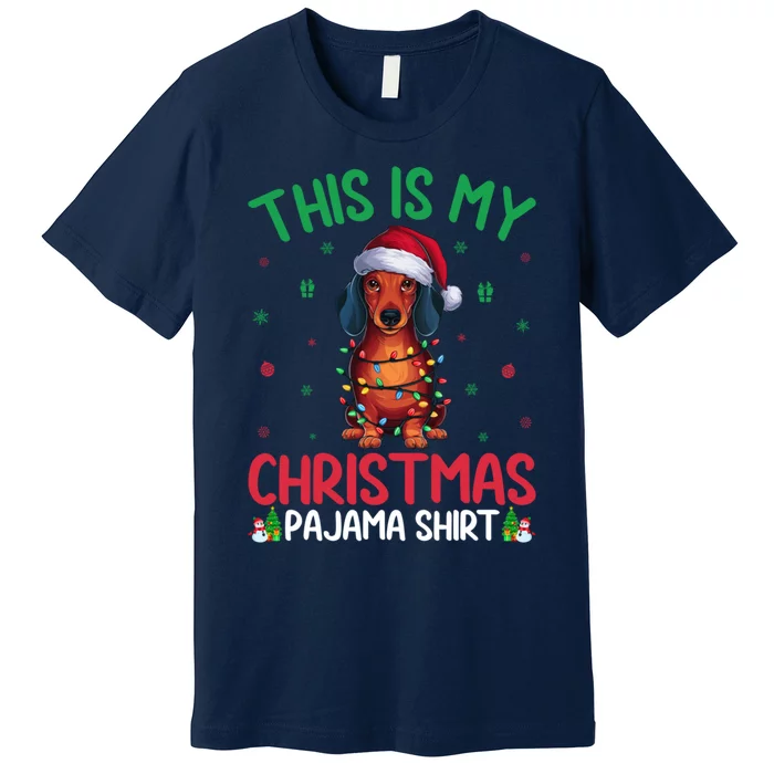 Ugly Xmas Tree Lights Santa Dachshund Dog Christmas Premium T-Shirt