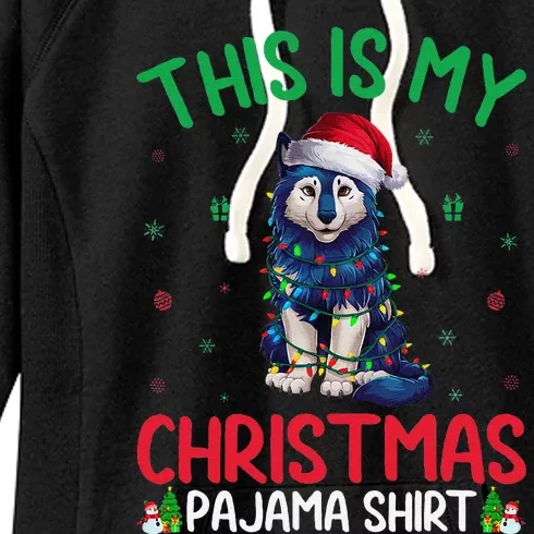 Ugly Xmas Tree Santa Alaskan Klee Kai Dog Christmas Pajama Women's Fleece Hoodie