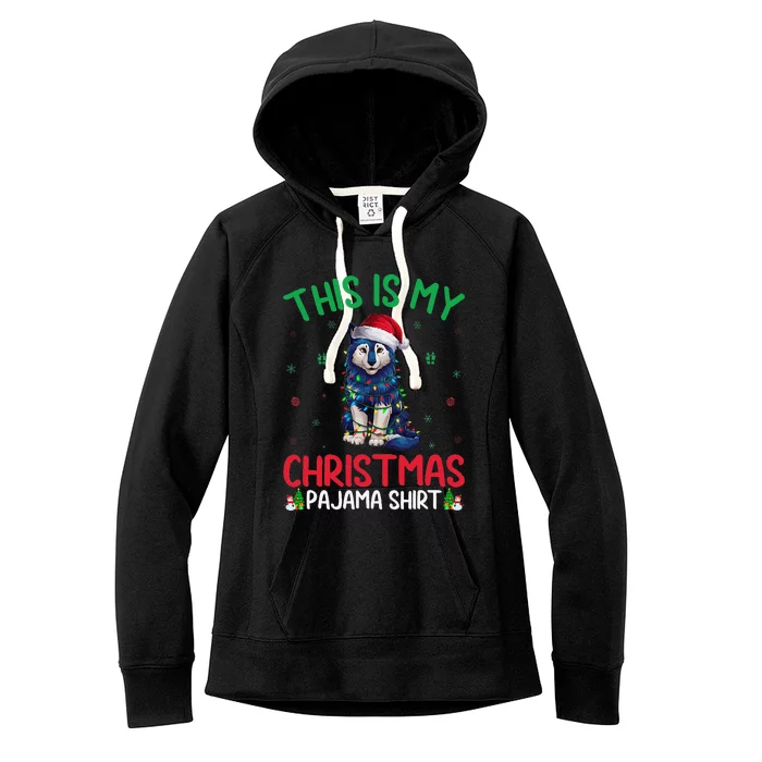 Ugly Xmas Tree Santa Alaskan Klee Kai Dog Christmas Pajama Women's Fleece Hoodie