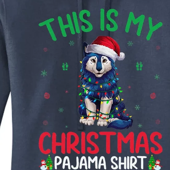 Ugly Xmas Tree Santa Alaskan Klee Kai Dog Christmas Pajama Women's Pullover Hoodie