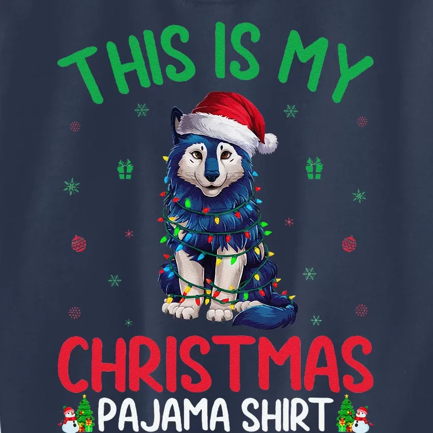 Ugly Xmas Tree Santa Alaskan Klee Kai Dog Christmas Pajama Kids Sweatshirt