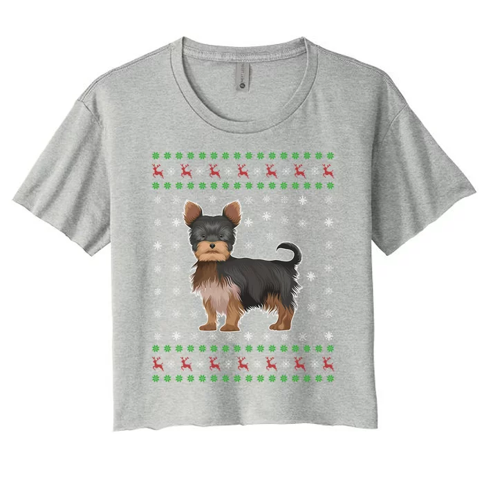 Ugly Xmas Yorkshire Terrier Graphic Ugly Sweater Christmas Cool Gift Women's Crop Top Tee