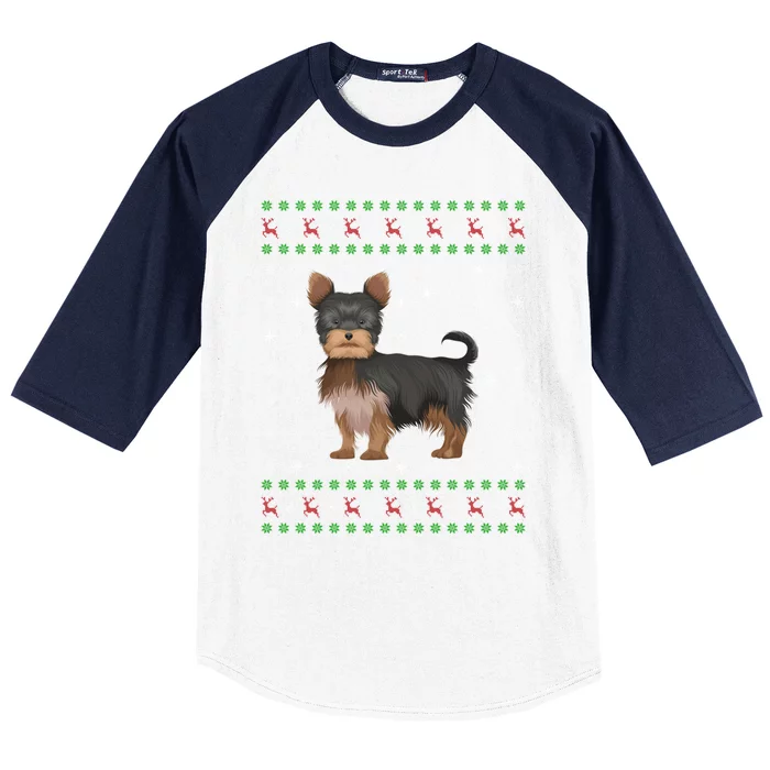 Ugly Xmas Yorkshire Terrier Graphic Ugly Sweater Christmas Gift Baseball Sleeve Shirt