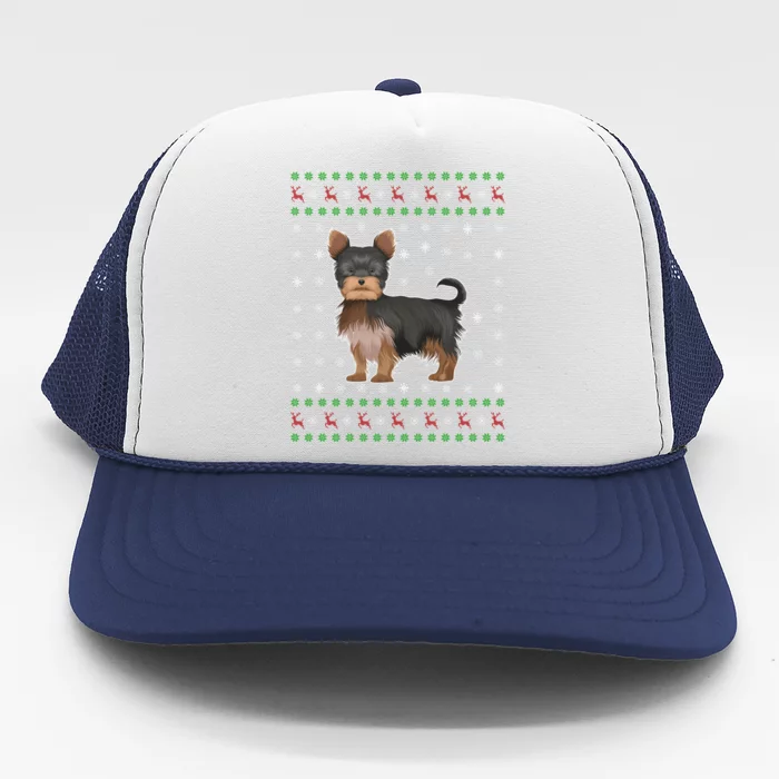 Ugly Xmas Yorkshire Terrier Graphic Ugly Sweater Christmas Gift Trucker Hat