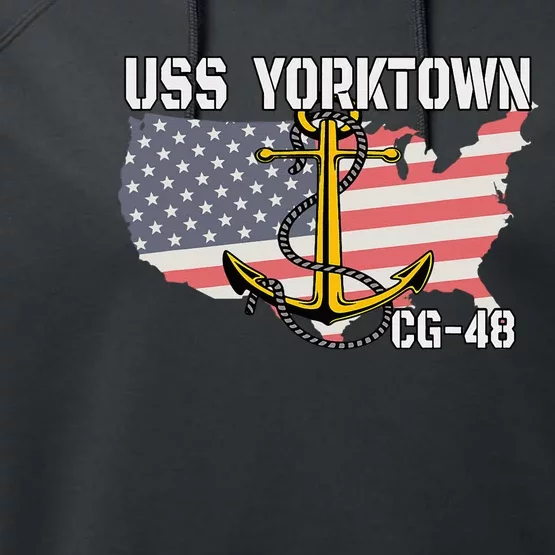 Uss Yorktown Cg48 Cruiser Veterans Day Father Grandpa Dad Performance Fleece Hoodie