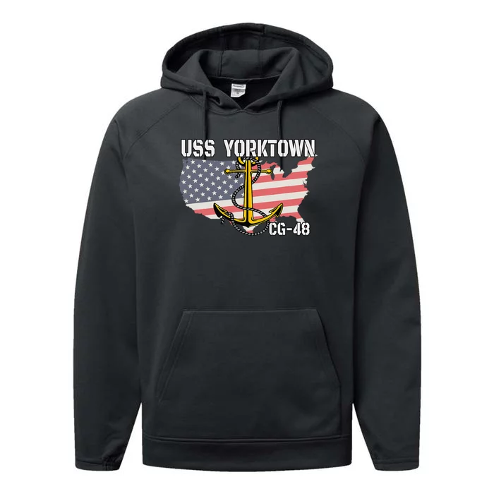 Uss Yorktown Cg48 Cruiser Veterans Day Father Grandpa Dad Performance Fleece Hoodie