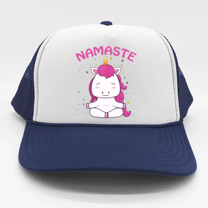 Unicorn Yoga Gift Magical Unicorns Sukhasana Namaste Gift Trucker Hat