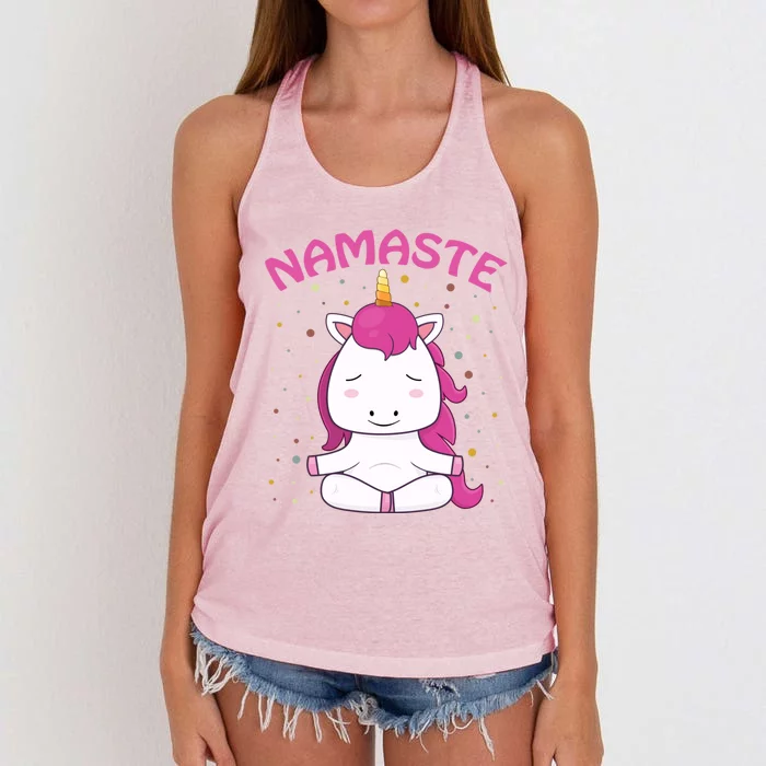 Unicorn Yoga Gift Magical Unicorns Sukhasana Namaste Gift Women's Knotted Racerback Tank