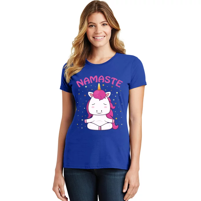 Unicorn Yoga Gift Magical Unicorns Sukhasana Namaste Funny Gift Women's T-Shirt