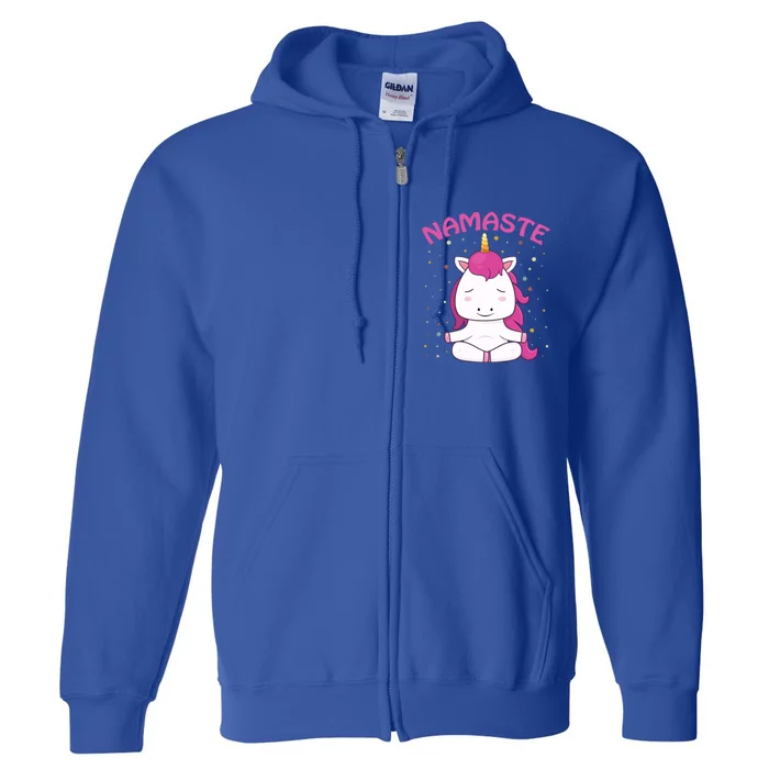 Unicorn Yoga Gift Magical Unicorns Sukhasana Namaste Funny Gift Full Zip Hoodie