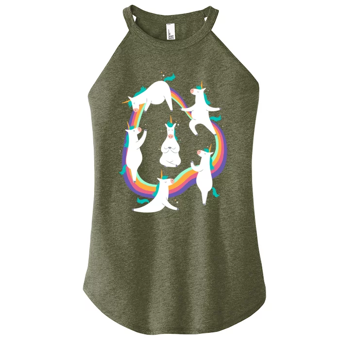 Unicorn Yoga Sun Salutation Poses Rainbow Meme Meaningful Gift Women’s Perfect Tri Rocker Tank