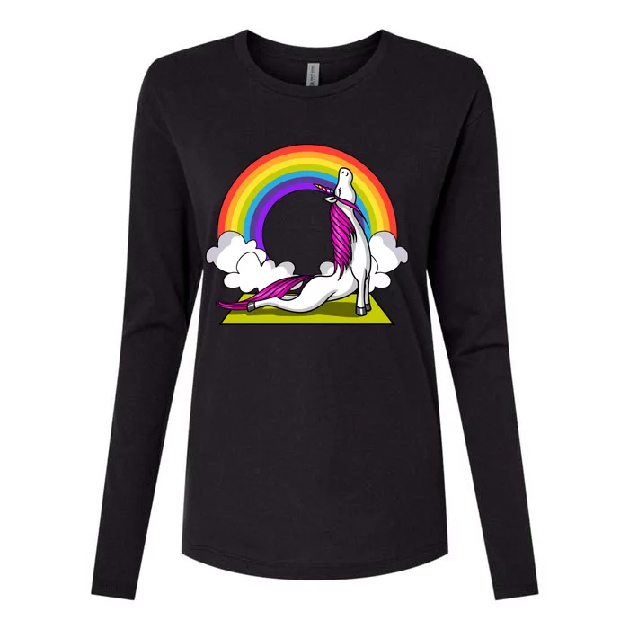 Unicorn Yoga Zen Magical Rainbow Fantasy Gift Womens Cotton Relaxed Long Sleeve T-Shirt