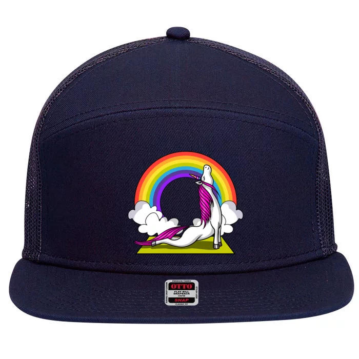 Unicorn Yoga Zen Magical Rainbow Fantasy Gift 7 Panel Mesh Trucker Snapback Hat