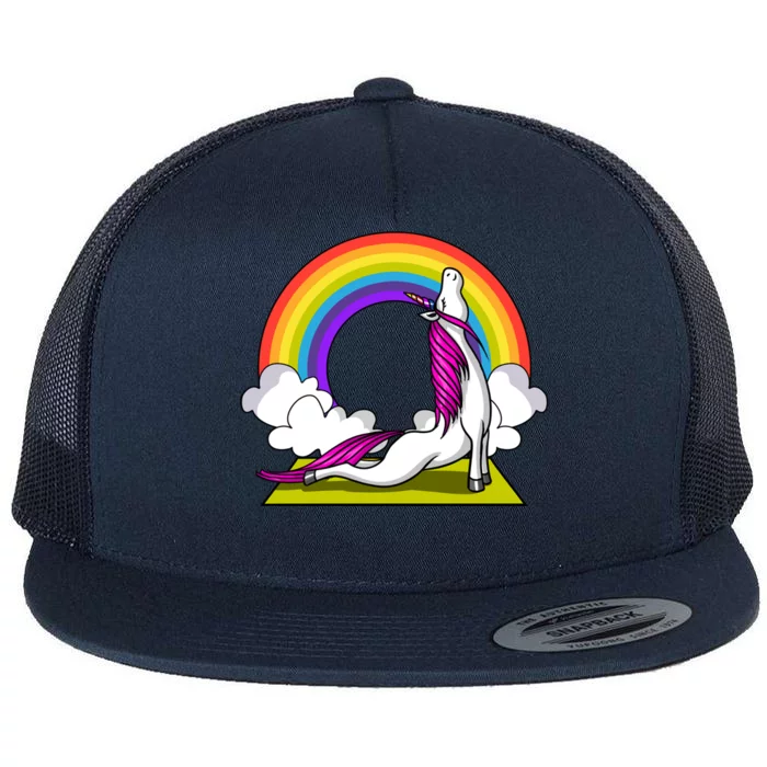 Unicorn Yoga Zen Magical Rainbow Fantasy Gift Flat Bill Trucker Hat