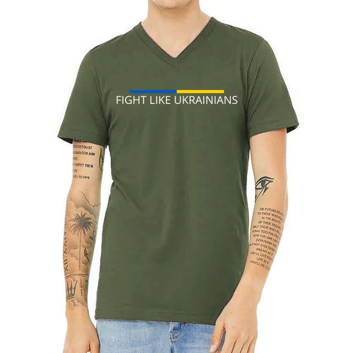 Ukrainian Zelensky Ukraine Army Green Fight Like Ukrainians V-Neck T-Shirt