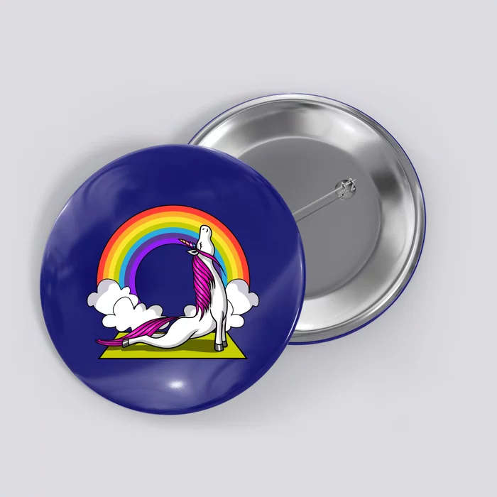 Unicorn Zen Yoga Workout Magical Rainbow Great Gift Button