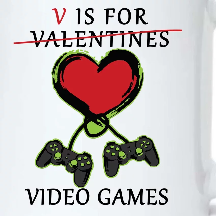 V Is For Video Games Anti Valentines Black Color Changing Mug