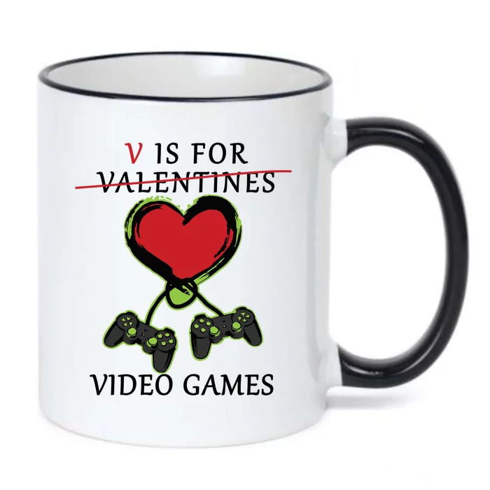 V Is For Video Games Anti Valentines Black Color Changing Mug