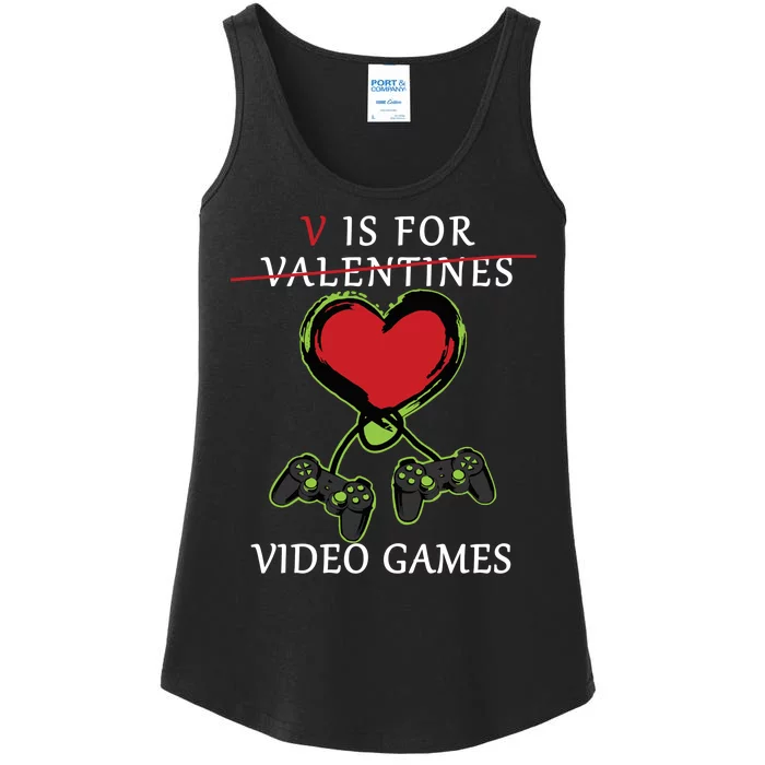 V Is For Video Games Anti Valentines Ladies Essential Tank