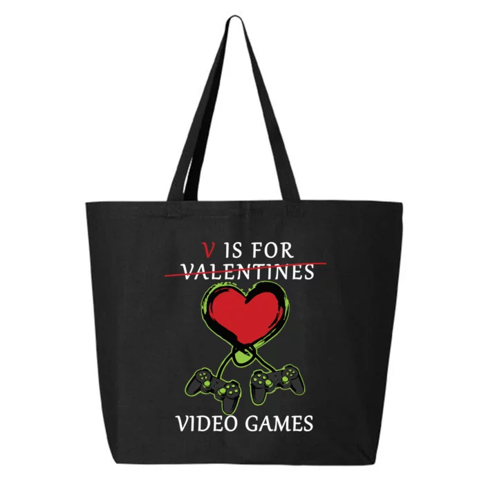 V Is For Video Games Anti Valentines 25L Jumbo Tote