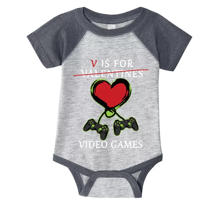 V Is For Video Games Anti Valentines Infant Baby Jersey Bodysuit