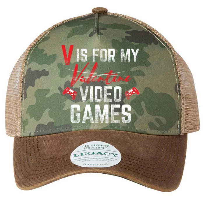 V Is For Video Games Funny Valentines Day Legacy Tie Dye Trucker Hat