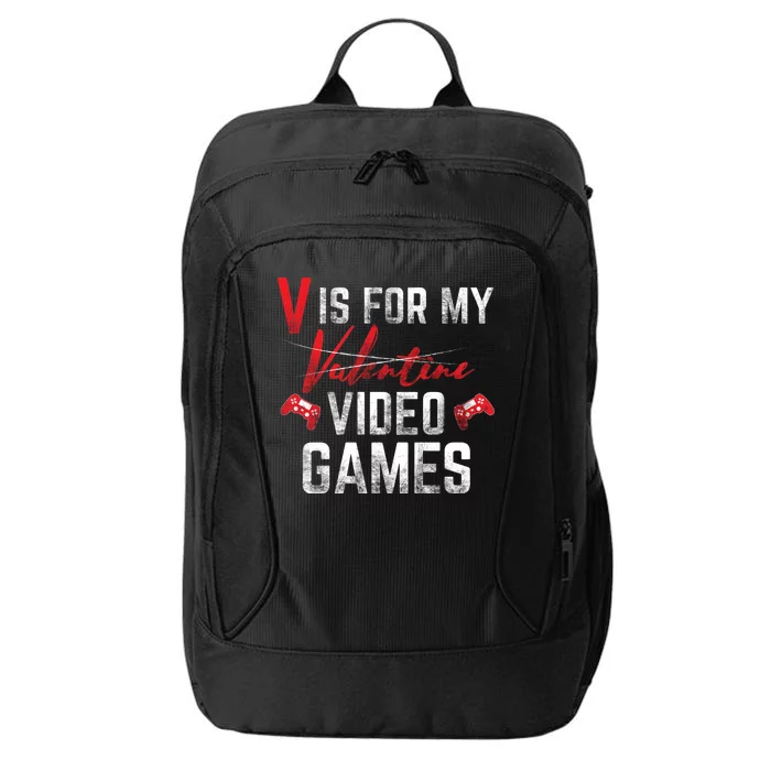 V Is For Video Games Funny Valentines Day City Backpack