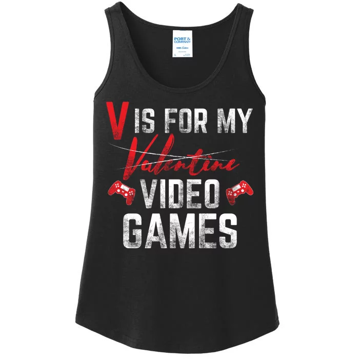 V Is For Video Games Funny Valentines Day Ladies Essential Tank