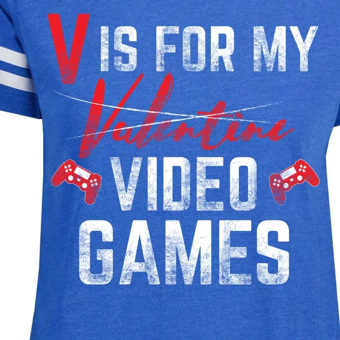 V Is For Video Games Funny Valentines Day Enza Ladies Jersey Football T-Shirt