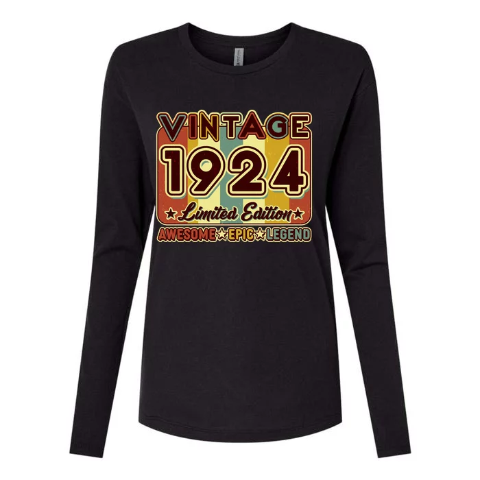 Vintage 1924 100th Birthday Limited Edition Awesome Epic Legend Womens Cotton Relaxed Long Sleeve T-Shirt