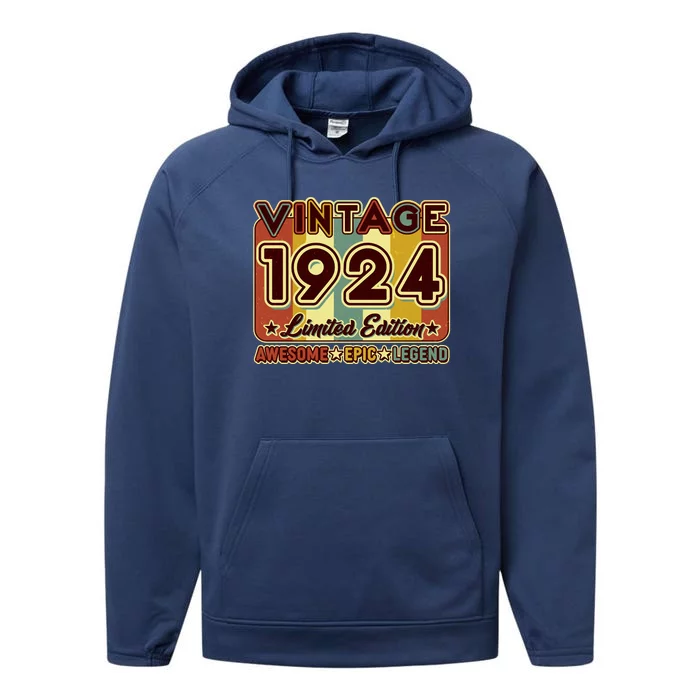 Vintage 1924 100th Birthday Limited Edition Awesome Epic Legend Performance Fleece Hoodie