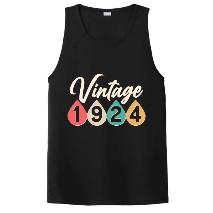 Vintage 1924 100th Birthday Retro Teardrop Design Performance Tank