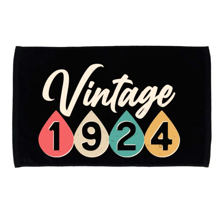 Vintage 1924 100th Birthday Retro Teardrop Design Microfiber Hand Towel