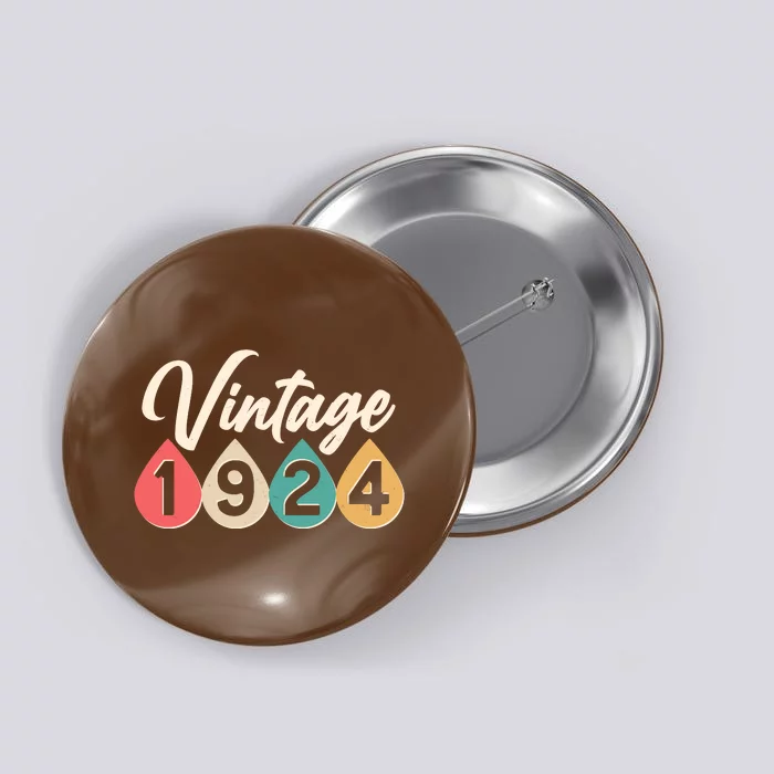 Vintage 1924 100th Birthday Retro Teardrop Design Button