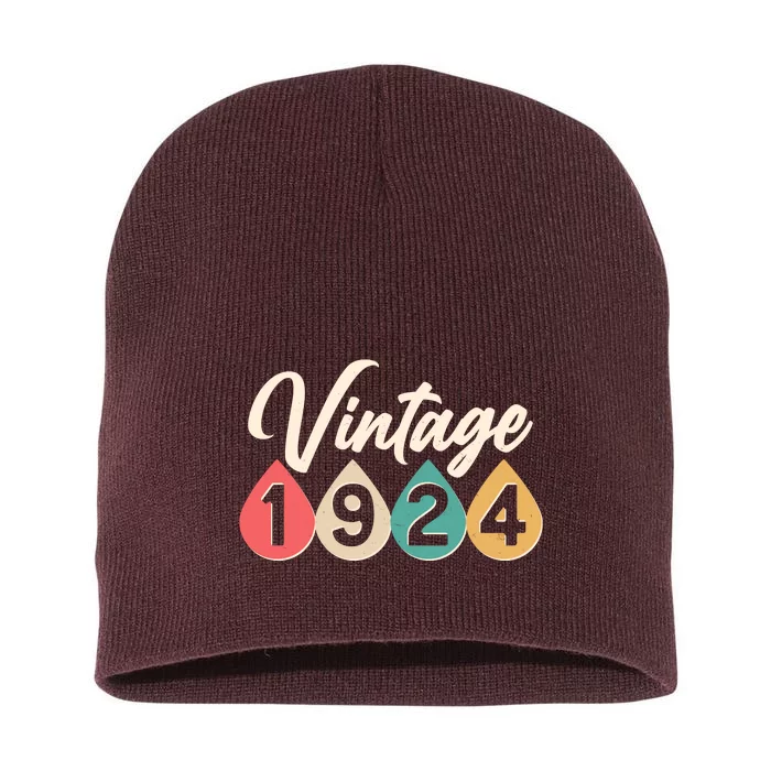 Vintage 1924 100th Birthday Retro Teardrop Design Short Acrylic Beanie