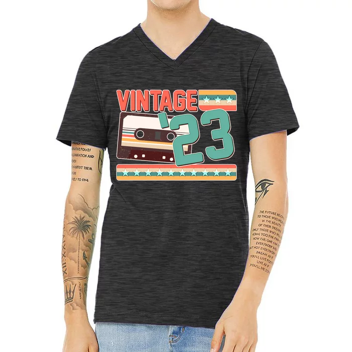 Vintage 1923 100th Birthday Cassette Tape V-Neck T-Shirt