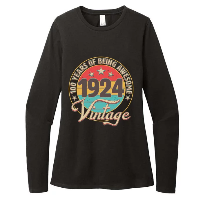 Vintage 1924 100 Years Of Being Awesome Womens CVC Long Sleeve Shirt