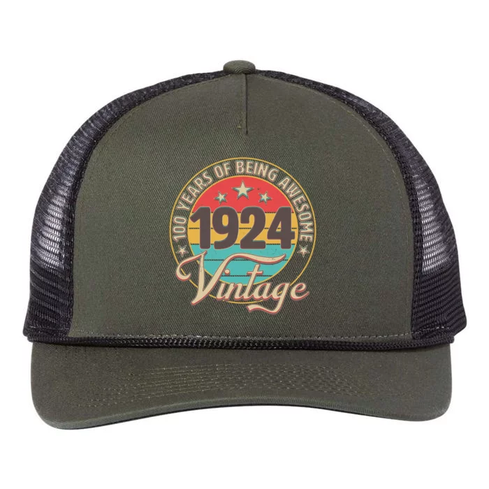 Vintage 1924 100 Years Of Being Awesome Retro Rope Trucker Hat Cap