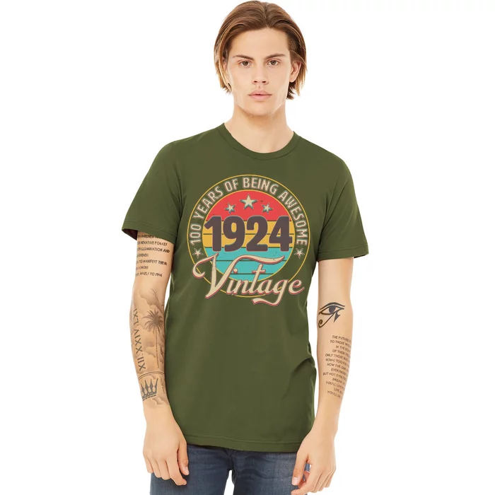 Vintage 1924 100 Years Of Being Awesome Premium T-Shirt