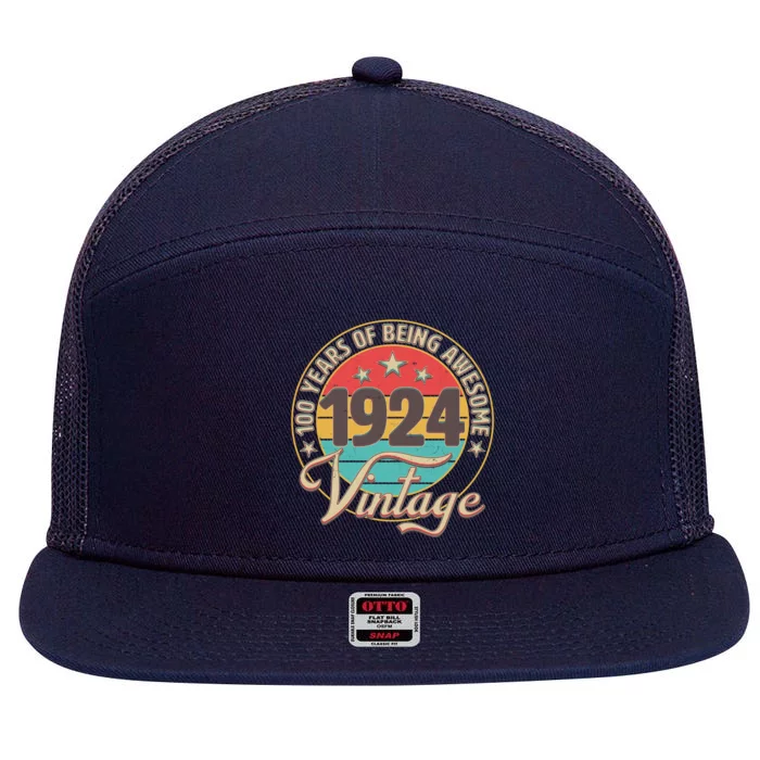 Vintage 1924 100 Years Of Being Awesome 7 Panel Mesh Trucker Snapback Hat