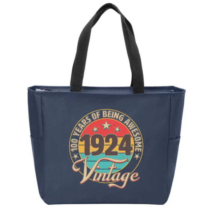 Vintage 1924 100 Years Of Being Awesome Zip Tote Bag