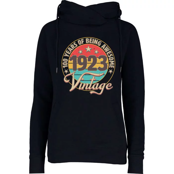 Vintage 1923 100 Years Of Being Awesome Womens Funnel Neck Pullover Hood